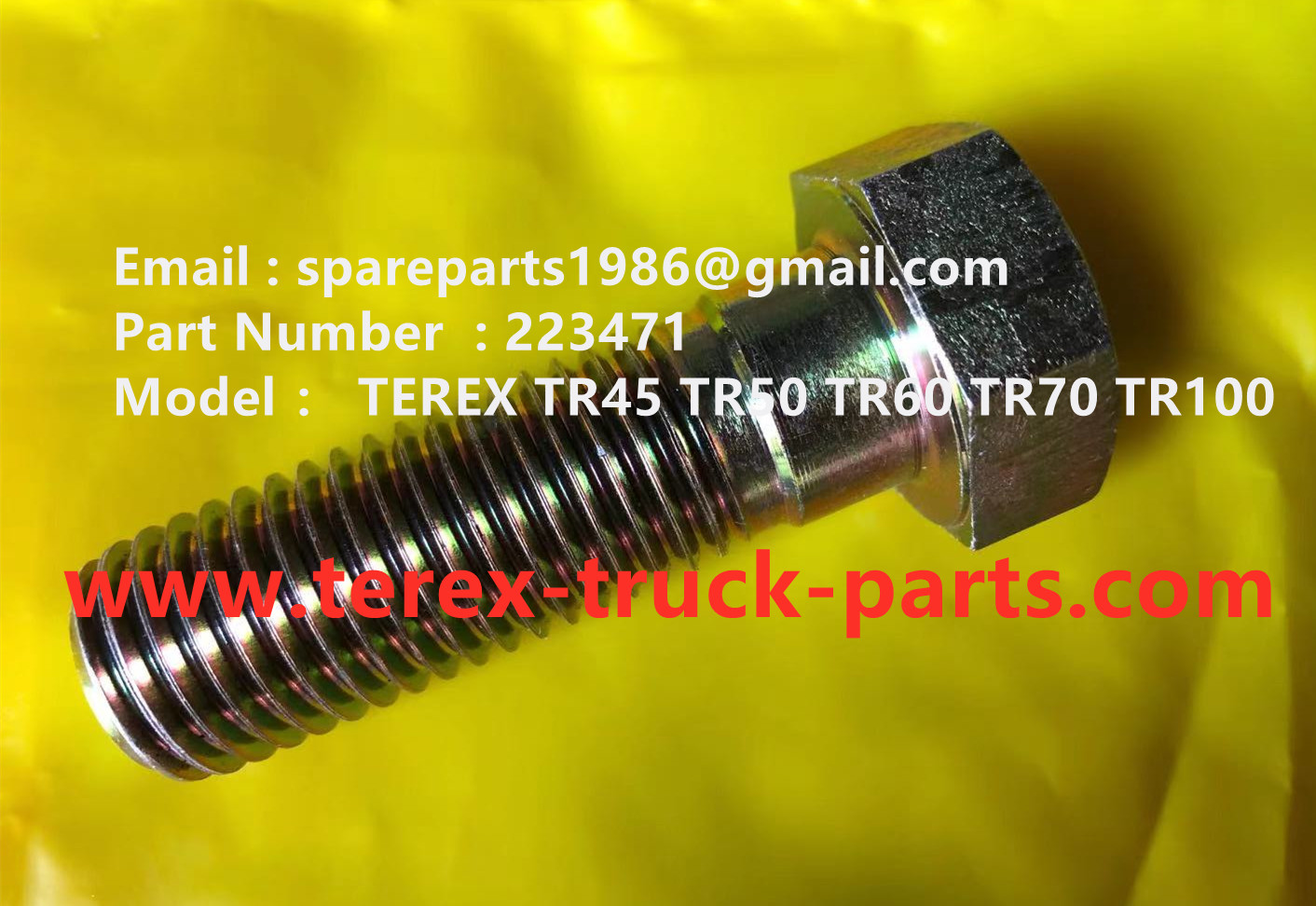 TEREX RIGID DUMP TRUCK HAULER OFF HIGHWAY TRUCK HAULER ALLISON TRANSMISSION MOTOR DRIVE WHEEL MOTOR GE MT3300, MT3600, MT3700, MT4000, MT4400, MT5500, MT6300 WHEEL MOTOR DRIVE BUCYRUS GE TR50 TR60 TR70 TR100 223471 BOLT